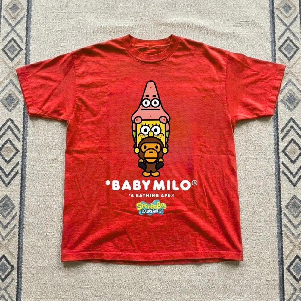 Red Spongebob Squarepants X Bape Baby Milo Tee